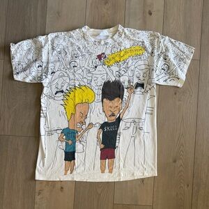 Vintage Beavis and Butthead T-shirt 1993 All Over Print Softee USA Made Size XL
